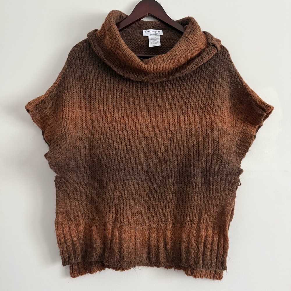 San Lorenzo Earthy Tones Orange and Brown Cowl Neck Sweater